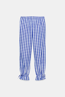 PANTAL?N CUADROS VICHY NYLON / Azul / Blanco
