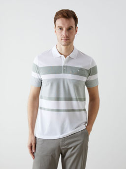 Polo Yaka ?izgili Merserize G?r?n?ml? Erkek Ti??rt