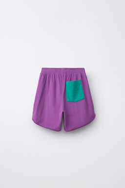 BERMUDA EFECTO TOALLA COLOR BLOCK / Morado - Zara фото 2
