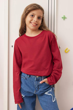 Lacivert-Bordo-Ekru 3lu Unisex Cocuk 100% Pamuk Duz Regular Orme T-Shirt TKDAW26TS00004 - Trendyolmilla фото 9