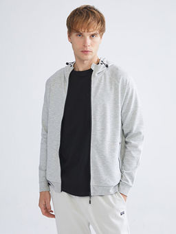 Kap??onlu Uzun Kollu Erkek Fermuarl? Sweatshirt