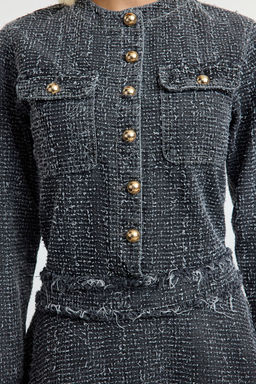 TRENDYOLMILLA Gri Dokulu Etegi Volanl? Mini Denim Elbise TWOAW25EL00515  фото 4