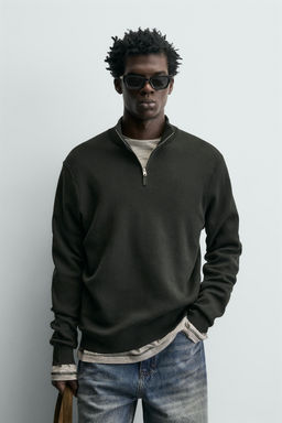 COTTON QUARTER-ZIP JUMPER - Zara фото 4