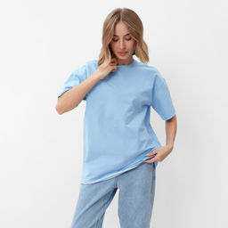 Футболка женская MINAKU: Casual Collection, голубая, размер 44