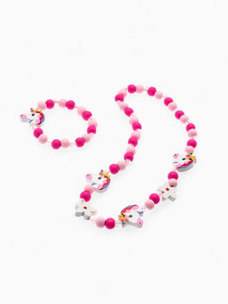 Цена за 2 шт. Набор детских украшений Выбражулька «Единорожек», 2 предмета: бусы, браслет, розовый