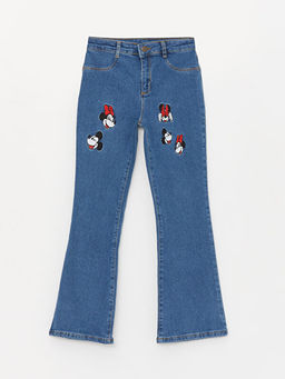 Minnie ve Mickey Mouse Nak??l? ?spanyol Pa?a K?z ?ocuk Jean Pantolon - Waikiki фото 3
