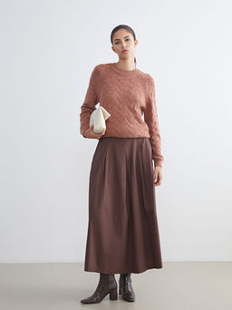 Bisiklet Yaka Kendinden Desenli Kad?n Triko Kazak