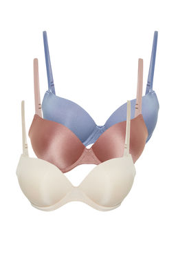 Trendyolmilla Kahverengi-Cok Renkli 3lu Paket Micro Ip Ask?l? Dolgulu/Push-Up Orme Sutyen THMSS24SU00053 фото 8