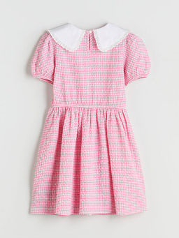 Bebe Yaka Ekose Desenli K?z ?ocuk Elbise