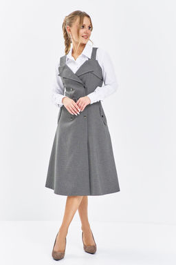 Сарафан Euro Moda 650 серый клетка