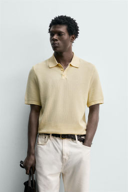 POLO PUNTO REGULAR FIT PIQU? / Amarillo claro