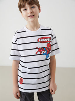 Bisiklet Yaka Spider-Man Bask?l? Erkek ?ocuk Ti??rt