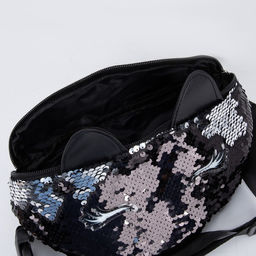 Сумка детская поясная Black cat с пайетками на молнии, цвет чёрный - NAZAMOK KIDS фото 6