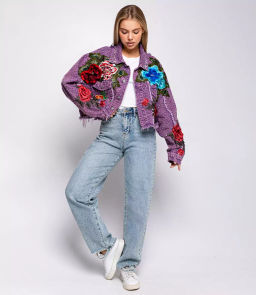 Джинсовая куртка #КТ6 (9), фиолетовый