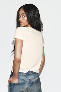 CAMISETA ROTOS MANGA CORTA / Crudo - Zara фото 4