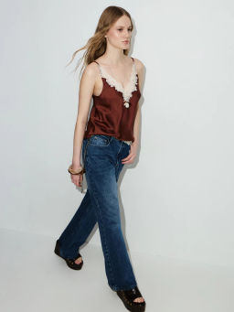 Джинсы расклешенные с высокой посадкой с цепочкой ZR2604092327-103 / Zarina