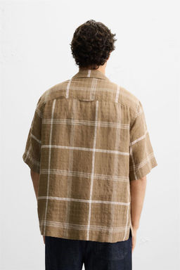 CHECKED LINEN/COTTON SHIRT - Zara фото 3