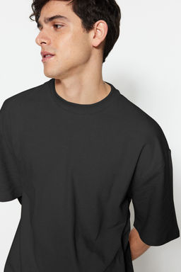 TRENDYOL MAN Limited Edition Antrasit Oversize/Genis Kesim Etiket Islemeli Dokulu Tok T-shirt TMNSS23TS00074 - Trendyolmilla фото 5