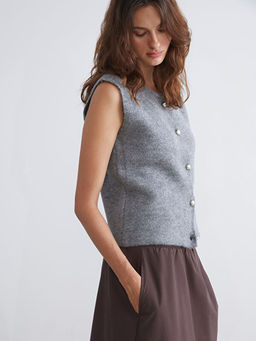 Bisiklet Yaka Kad?n Triko Yelek