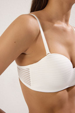 TRENDYOLMILLA Beyaz Micro Cizgili Butun Kap Straplez Orme Sutyen THMSS25SU00037  фото 10