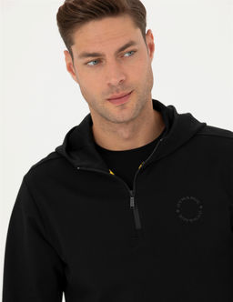 Siyah Regular Fit Kap__onlu Sweatshirt - Pierre cardin фото 4