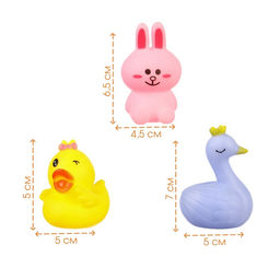 Резиновые игрушки для ванны «Зайка, лебедь, уточка», с пищалкой, в наборе 3 шт.