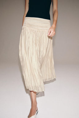 FALDA MIDI DRAPEADA ZW COLLECTION / Beige - Zara фото 4