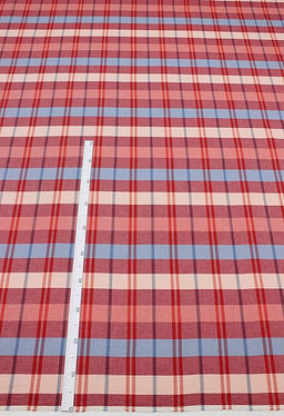 Вареный (стираный) хлопок Яркая клетка цв.бордовый/голубой, ш.2.5м, хл-100% - Купава фото 2