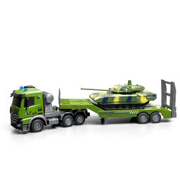 Машина "Военный автовоз" с танком р/у 27 MHz, в коробке