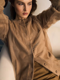 Двухслойный кардиган с хлопком в составе / Zarina фото 3