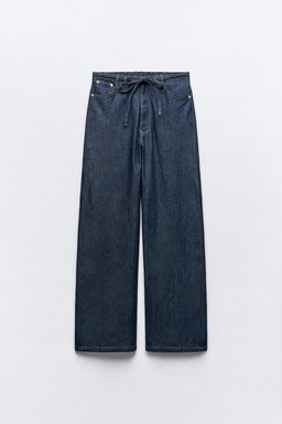 FLOWING DENIM-EFFECT TROUSERS - Zara фото 15