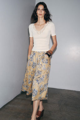 RIBBED LACE T-SHIRT