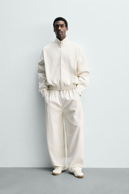 SUDADERA INTERLOCK CREMALLERA / Crudo