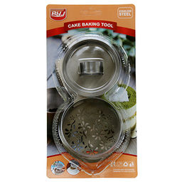 Форма для гарниров, салатов, кондитерских изделий д7,7см h4см, набор 2 штуки + крышка-пресс д7,6см + трафарет д8,5, нержавеющая сталь, в блистере (Китай) - Домашняя мода фото 2