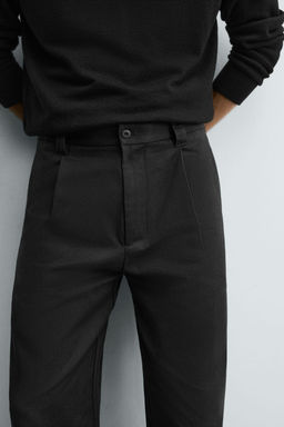 COTTON-LYOCELL PLEATED TROUSERS