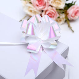 Цена за 30 шт. Подарочный бант - шар №3 перламутровый, белый, для упаковки подарков