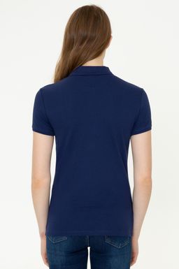 U. S. Polo Assn Женская темно-синяя базовая футболка с воротником-поло - U.s. polo assn фото 5
