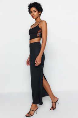 TRENDYOLMILLA Siyah Maxi Yuksek Bel Esnek Orme Etek TWOSS23ET00372  фото 2
