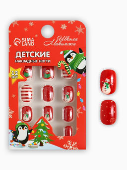 Детские накладные ногти на новый год «Новогодняя сказка», 12 шт.