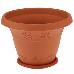 Терракот Горшок для цветов пластмассовый 2,5л, с поддоном, д21см, h15см, морозостойкий полипропилен, т.м. NECO (Россия)