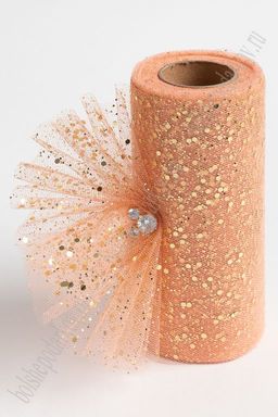 Фатин с пайетками 15 см*25 ярд (SF-605) персиковый №44