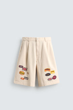 BERMUDA BAGGY FIT PARCHES / Beige