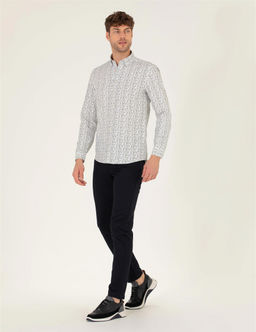 Siyah Slim Fit Keten Kar___ml_ Kanvas Pantolon
