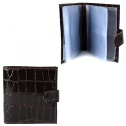 Визитница Croco-В-203 (с хляст, 2х-рядная, 32карточки) натуральная кожа коричневый скат (99) 213700