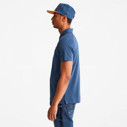 Мужские поло с коротким рукавом Timberland Polo Eco-Ready Supima Jersey Anti-Odor Regular синяя  фото 4