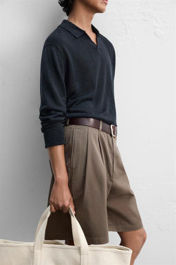 RELAXED FIT PLEATED BERMUDA SHORTS - Zara фото 5