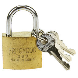 Замок навесной, стальной 32мм GOD, 31х52х13мм, окрашенный, автоматическое закрывание, 3 ключа, в коробке (Китай)