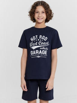 Комплект домашний для мальчиков синий с принтом "West coast"