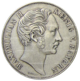 2 гульдена 1855 года Германские государства  Бавария Восстановление колонны Мадонны в Мюнхене