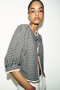 GINGHAM CHECK CROCHET JACKET - Zara фото 2